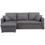 ASPEN Canapé d'angle réversible convertible 3 places + Coffre de rangement - Tissu gris chiné - Contemporain - L 223 x P 150 cm
