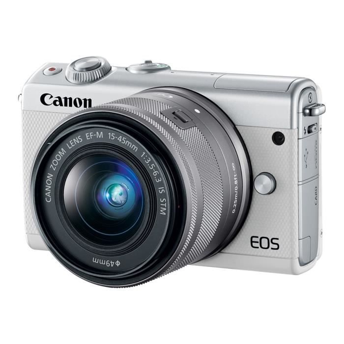 CANON Appareil photo numérique EOS M100 - Sans miroir - 24.2 MP APS-C 1080p - Bluetooth - Blanc