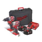 MILWAUKEE Pack 2 outils sans fil brushless 18V (1x Perceuse-visseuse, 1x Visseuse à Chocs) M18 CBLPP2B-502C