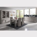 Salle a manger complete contemporaine couleur bois GARANCE L 180 x P 100 x H 19,5 cm Gris