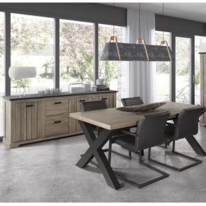 Salle a manger contemporaine JOHNSON Option 2 L 120 x P 45 x H 180 cm Marron