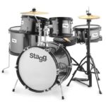 STAGG Batterie Junior - 5 pièces - 16' - Noir - Avec accessoires