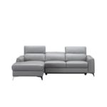 Canapé d'angle gauche 3 places EDISON - Cuir de vachette Gris - 3 appuis-têtes ajustables - L 266 x P 166 x H 95 cm